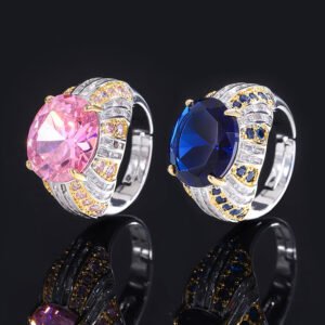Luxurious Oval Cut Zirconia Statement Ring for Women - Elegant Vintage Cocktail Ring